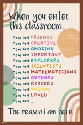 Classroom Rules Rainbow Boho Classroom Laminated Poster 24x36