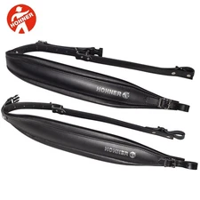 Hohner ACC23 BLK 44" ALL Leather Accordion Shoulder Strap - Black Made In Italy