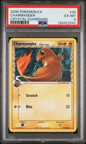 2006 POKEMON EX CRYSTAL GUARDIANS #49 CHARMANDER PSA 6