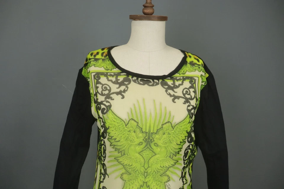 Blusa Top Just Cavalli Multi Geométrica Viscosa Cuello Redondo Manga Larga Talla S Foto 2 de 4