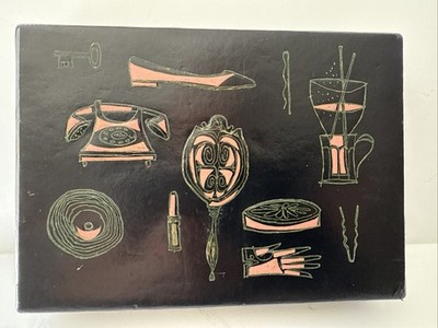 Babcock Jewelry Box Embossed 1950's Vintage Beauty Shop Design EVC 8x5.75 