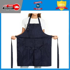 Adjustable Water Resistant Bib Apron with 2 Pockets for Cooking Kitchen Chef