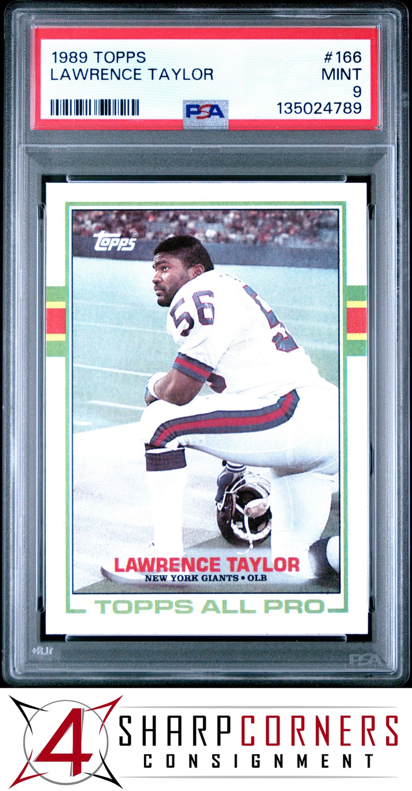 1989 TOPPS #166 LAWRENCE TAYLOR GIANTS HOF PSA 9