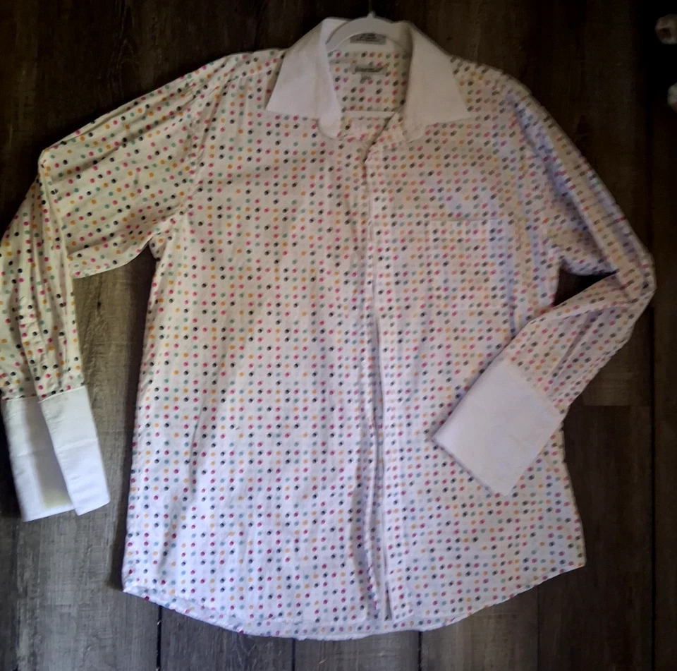 Camisa Daniel Ellissa 17 1/2 x 34/35 lunares blancos puño francés 17,5 Foto 3 de 4