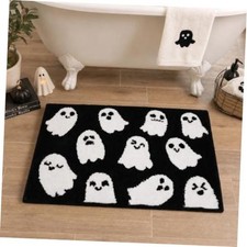 Halloween Ghost Bath Mat Cute Spooky Black White Bathroom Rug 20 x 31 Inch