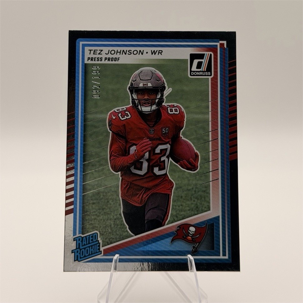 2025 Panini Donruss Rated Rookie Press Proof Silver #313 Tez Johnson /199