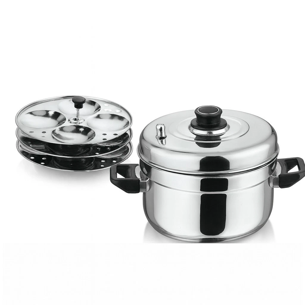 New Stainless Steel Cooker 4/6 Tier Idli Plates 16/24 Idly Cooking Induction UK