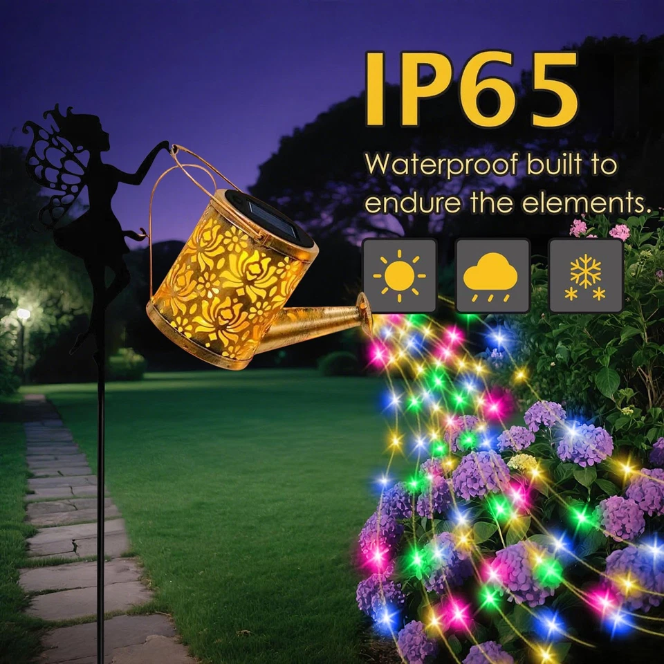 Solar Watering Can Light RGB Garden Outdoor Kettle Yard Art Landscape Lamp Decor - Image 2 of 4