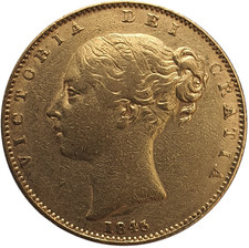 1845 Queen Victoria Shield Reverse Sovereign - high 