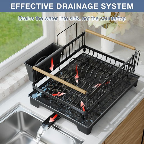 Dish Rack with Drainboard Large Capacity Anti-Rust Kitchen Counter Organizer ... - Picture 7 of 9