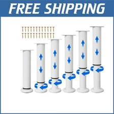 6 PCS Adjustable Height Bed Support Legs - 7.08-12.2 Inch Metal Furniture Feet