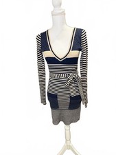 Marc by Marc Jacobs Navy & Cream Striped Knit Wrap Dress, Size XS
