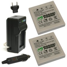 Wasabi Power Battery 2-Pack and Charger for Samsung SLB-0737, SLB-0837