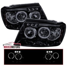 Fits 1999-2004 Jeep Grand Cherokee Smoke Led Halo Projector Headlights Headlamps
