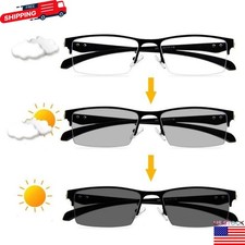 Photochromic Gunmetal Progressive Multifocal Reading Glasses Anti-blue Magnifier