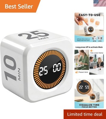 Rotating Timer Cube for Productivity   5/25/10/50 Minutes Preset, Digital Gra...