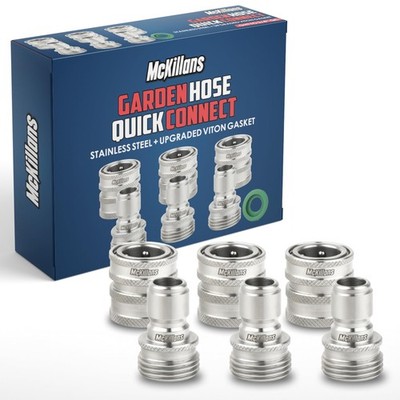 3 Pack Water Hose Quick Connect Stainless Steel Garden Connector Universal