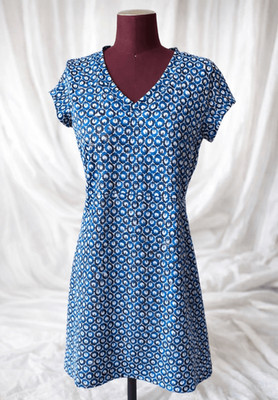 LL Bean Dress Mini Athleisure Short Sleeve Geometric Print Blue size Small