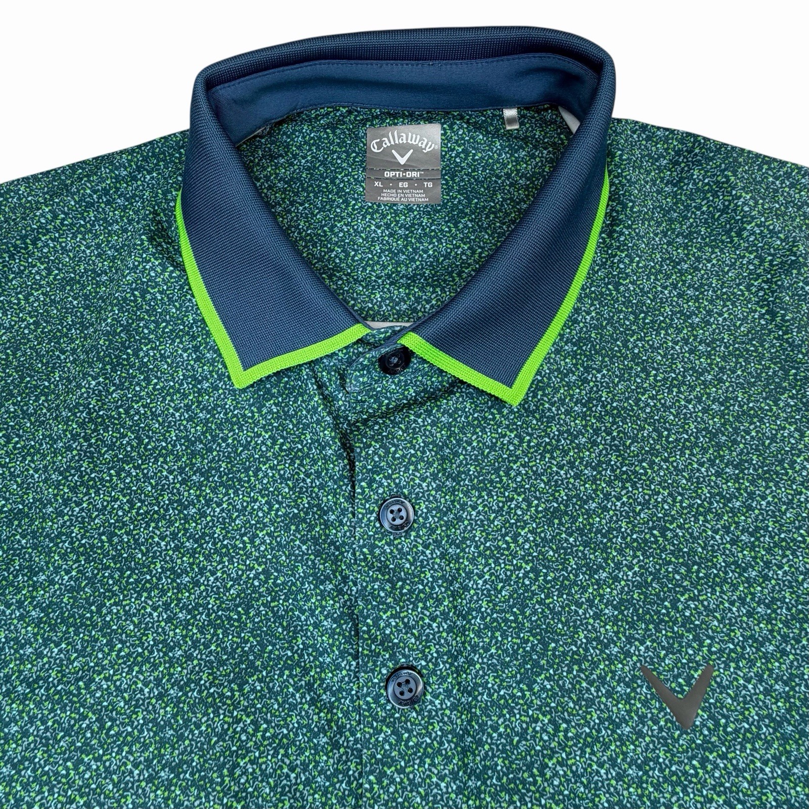 Callaway Men's Opti-Dri Golf Polo Shirt Green/Blue Speckle All Over Print XL