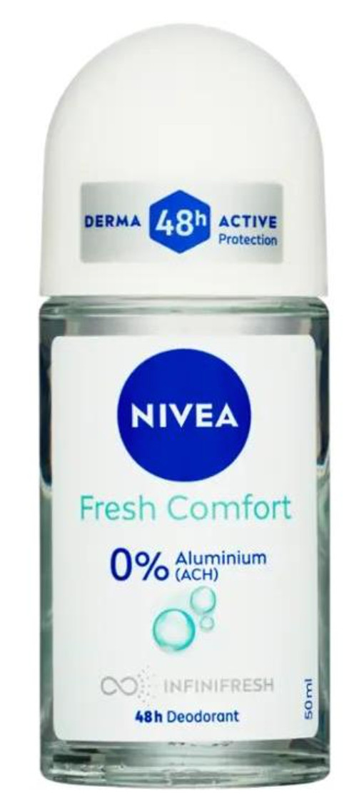 NIVEA Fresh Comfort Aluminium Free (0% ACH) 48H RollOn Deodorant 50ml(Pack of 3)