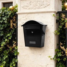Outdoor Mail Box Post Letter Box Large Wall Mounted Key Lockable External Black