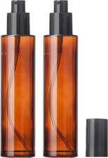 2PCS 120ML/4oz Empty Amber Glass Lotion Pump Bottles Dispenser with Press Pump