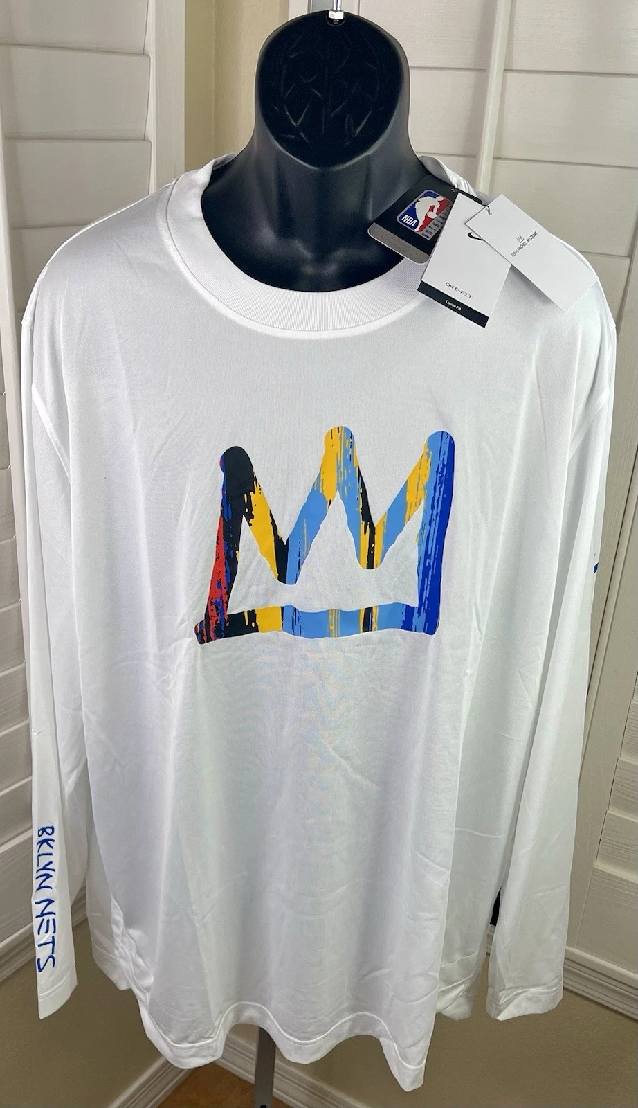 Nike NBA Brooklyn Nets Jean-Michel Basuiat City Ed. LS Shirt DN8487-100, Men 3XL
