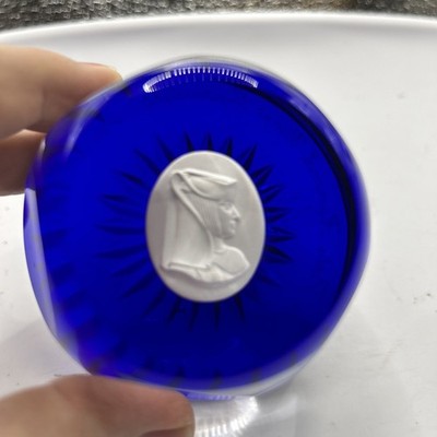 Crystal Sister Berta Hummel Visage Paperweight 1978 France Cobalt Schmid