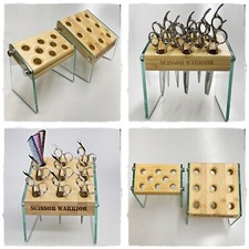 Premium Hair Scissors Organizer Bamboo Glass Scissor Block Salon Deco Case Only