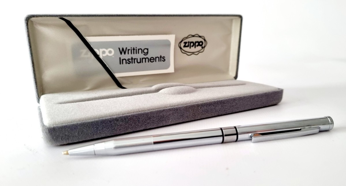 Vintage 1990s Zippo Ballpoint Pen NIB Stainless Steel Chrome Twist