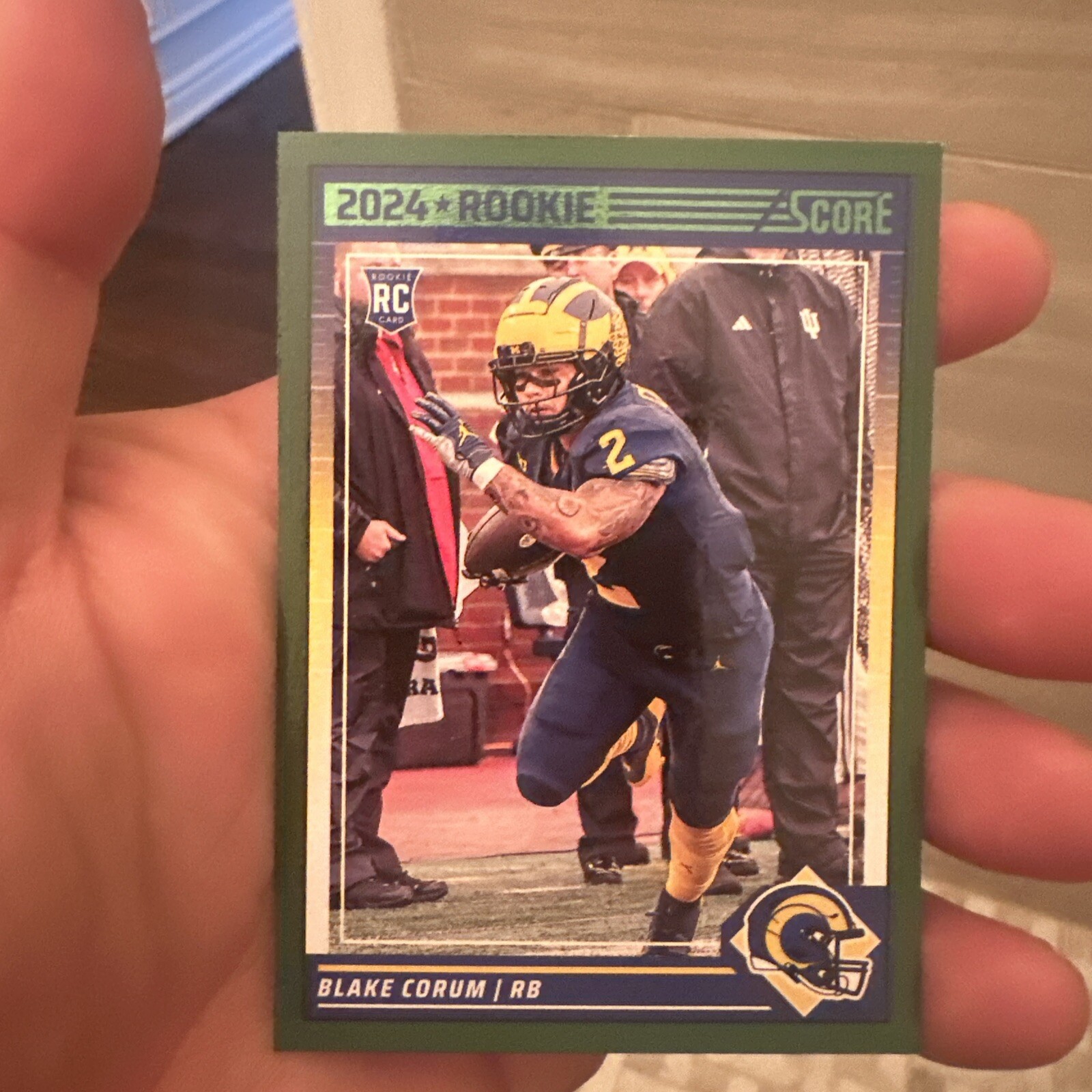 2024 Score - Rookies Green Parallel #389 Blake Corum (RC) Los Angeles Rams