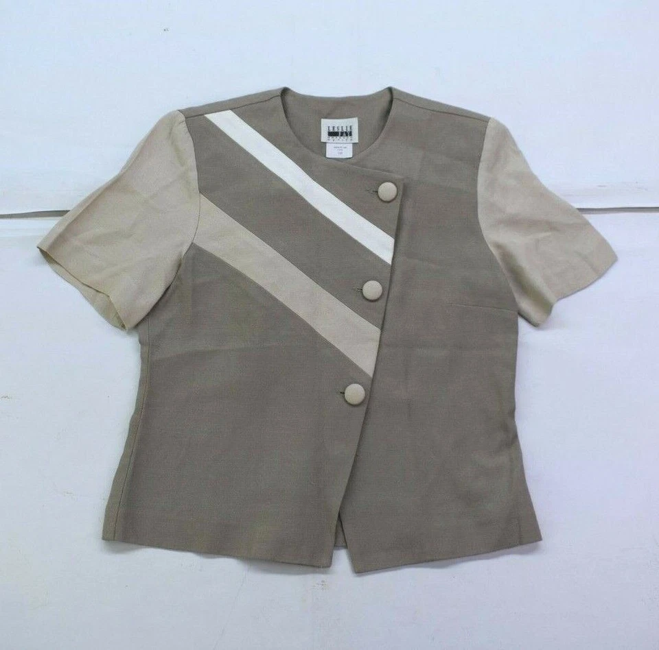 Leslie Fay Vestidos Traje Mujer Manga Corta Blazer Línea A Falda 2 Piezas Traje 10P Foto 2 de 4