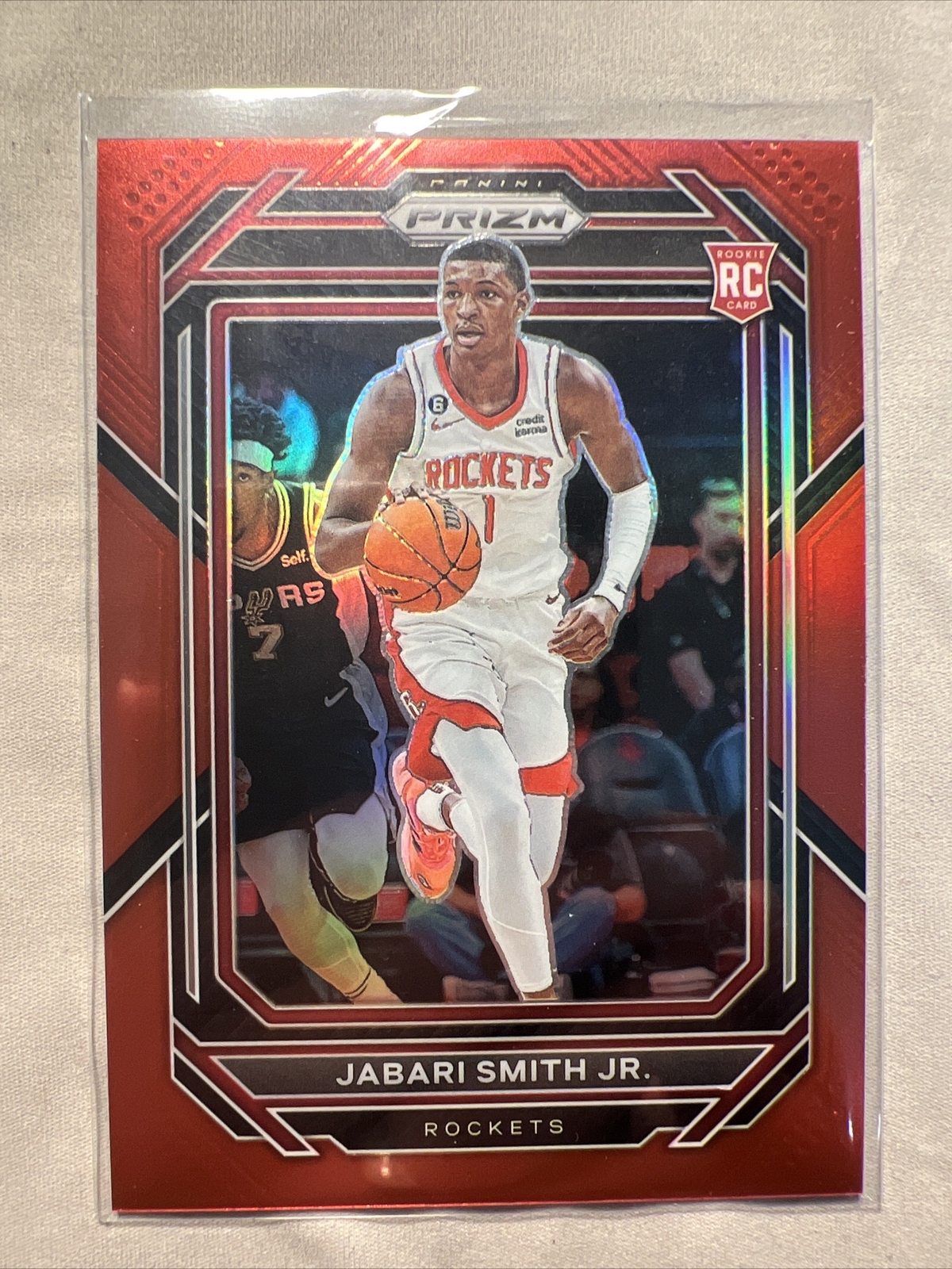 2022-23 Panini Prizm Jabari Smith Jr #228 Red Prizm Rookie #/299 RC Rockets