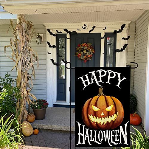 Happy Halloween Garden Flag 12 x 18 Inch Burlap Vertical Double 12" X 18" - Picture 5 of 7