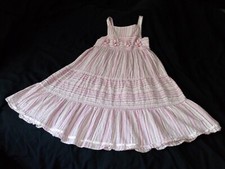 Girl  s Fancy Party/Formal Dress,Size 16 Knee Length.Pink Stripped Crepe dress.