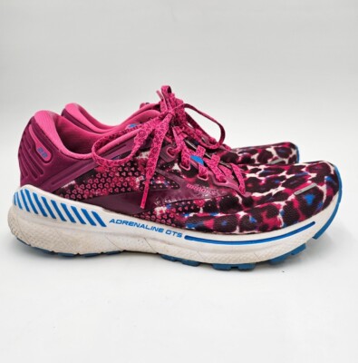 Brooks Adrenaline GTS 22 Pink Blue Cheetah Running Shoes