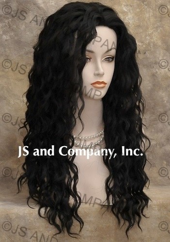 Human Hair Blend Wig Long Wavy Black Flat Iron Safe 22" sca 1B - 第 2/5 張圖片