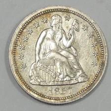 BARGAIN 1857 Liberty Seated Dime ALMOST UNCIRCULATED Silver 10c