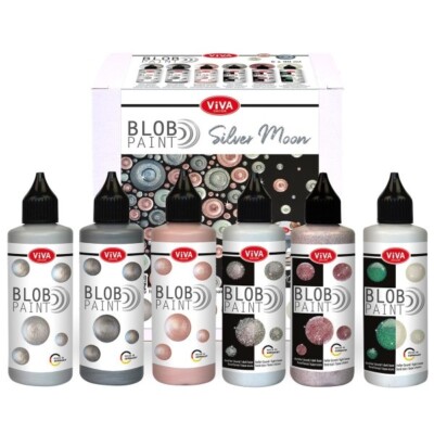 ViVA DECOR Blob Paint FarbSet Silver Moon, 6 Farben, 6 x 90 ml
