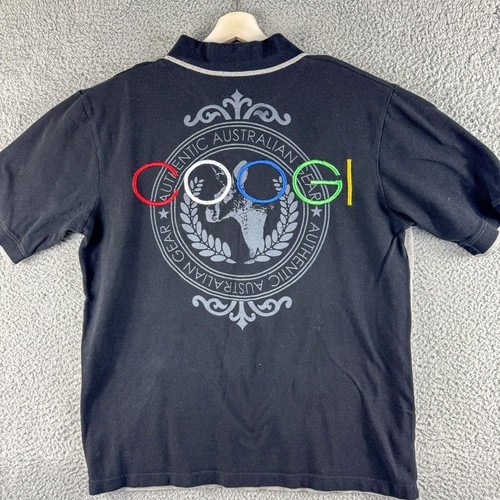 Coogi Polo Shirt Mens Extra Large Black Gray Spellout Logo Preppy 90s Y2K Casual