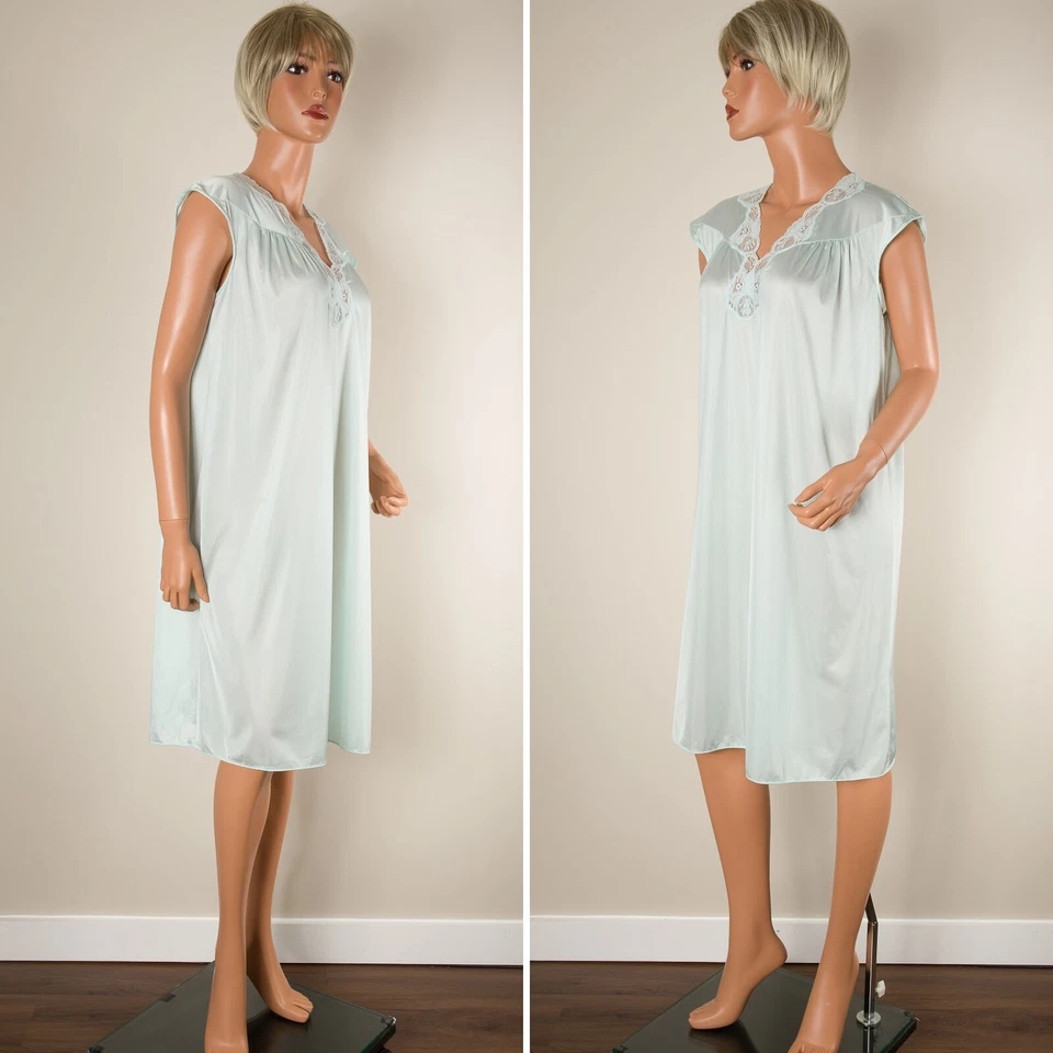 💖 Conjunto de bata y camisón verde claro Gilead de colección bata de encaje de nailon talla S vestido talla M Foto 2 de 4