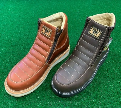 MEN'S BOOTS GENUINE LEATHER ZIP-UP SOFT TOE WATER OIL RESISTANT BOTAS DE CIERRE