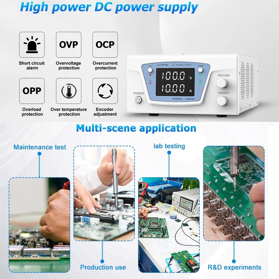 100V 10A Lab Adjustable DC Power Supply Regulated Variable Bench Switching - Image 2 of 4