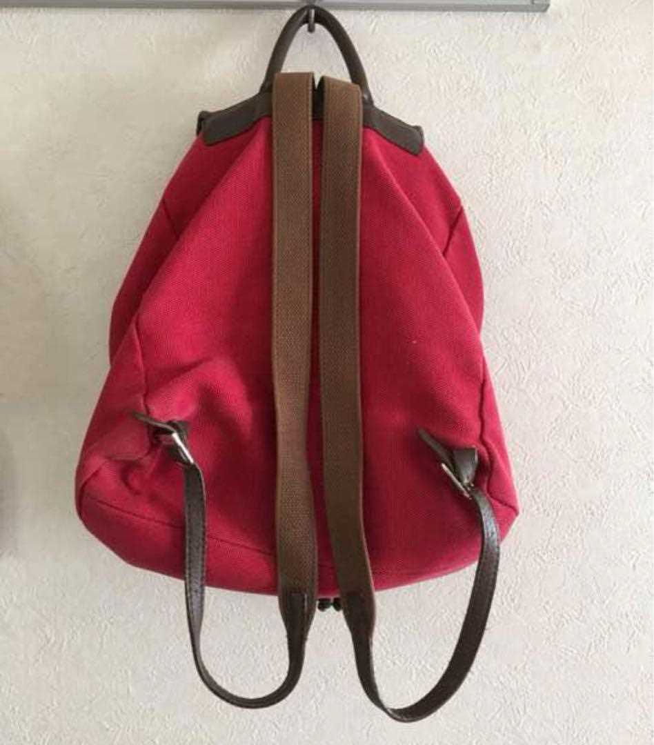 SEE BY CHLOE Backpack Logo Canvas Leather Red women's USED