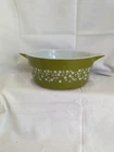 Vtg Pyrex Grn Spring Blossom Crazy Daisy 475B 2.5 Qt Casserole Dish No Lid Flaw
