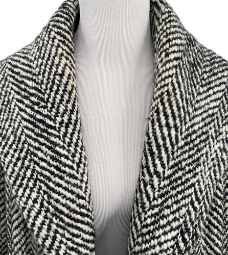 Escada Black & Ivory Belted Mohair & Wool Blend Coat Size 38 US 8 Style 5021525 - Picture 12 of 18
