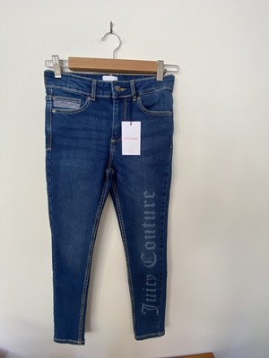 Juicy Couture Logo Girl s Kids Jeans Denim New Size 10 -  11 Rhinestones