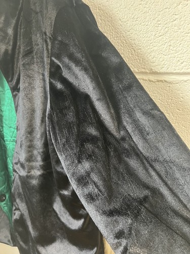 Vintage 80s Reversible Emerald Satin Quilted And Black Velour Jacket Large (?) - Picture 6 of 19