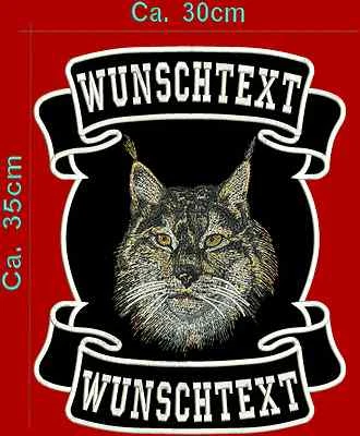 Toppa patch schiena lince in alto in basso e motivo con testo a scelta.