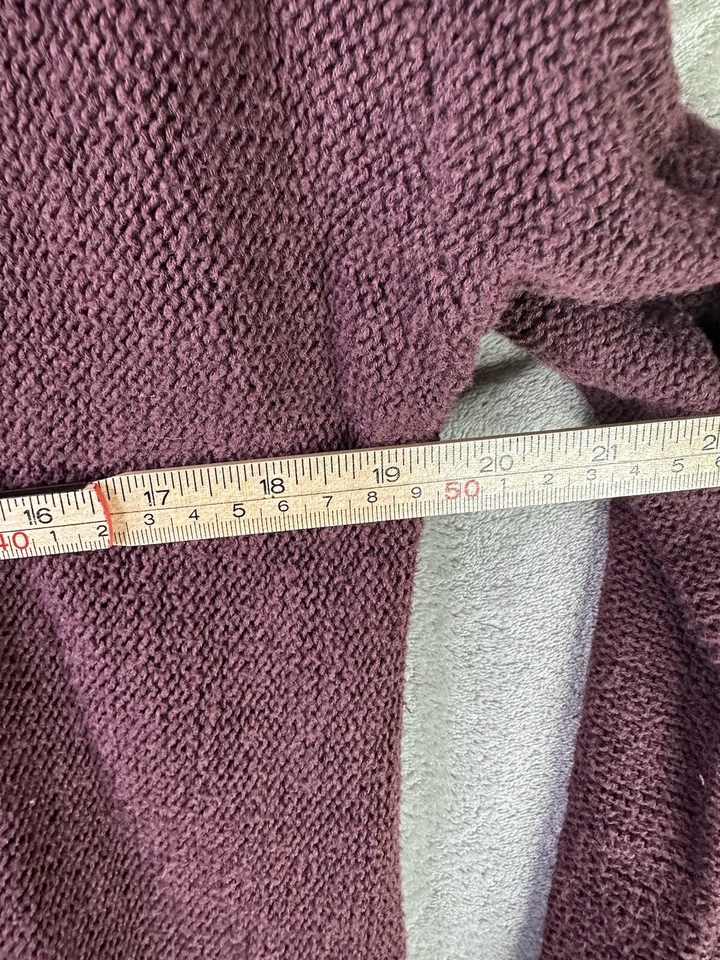 Suéter Basura Mujer Cárdigan Mediano Abierto Manga Larga Tejido Granate Foto 4 de 4